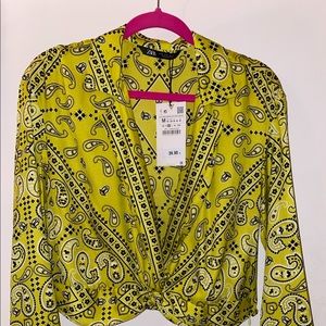 Lime Green Paisley Zara Blouse
